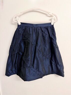 Moschino Navy Blue A-Line Ruffle Panel Skirt